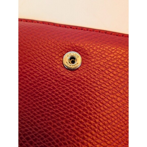 COACH F53977 True Red Crossgrain Pebbled Leather Phone Case Wallet Wristlet - Picture 4 of 8
